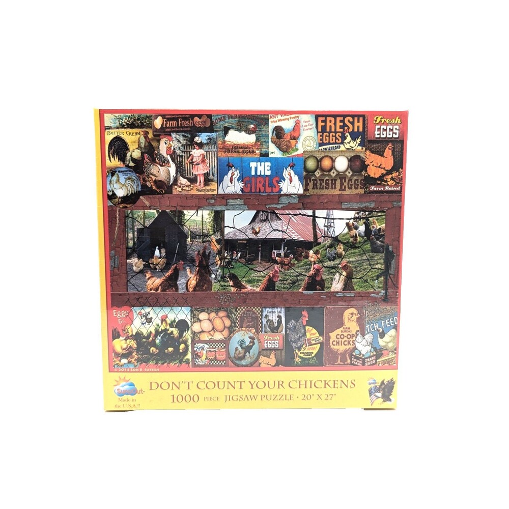 Chicken 1000 Piece Jigsaw Puzzle "Don't Count Your Chickens" Lois B. Sutton NEW